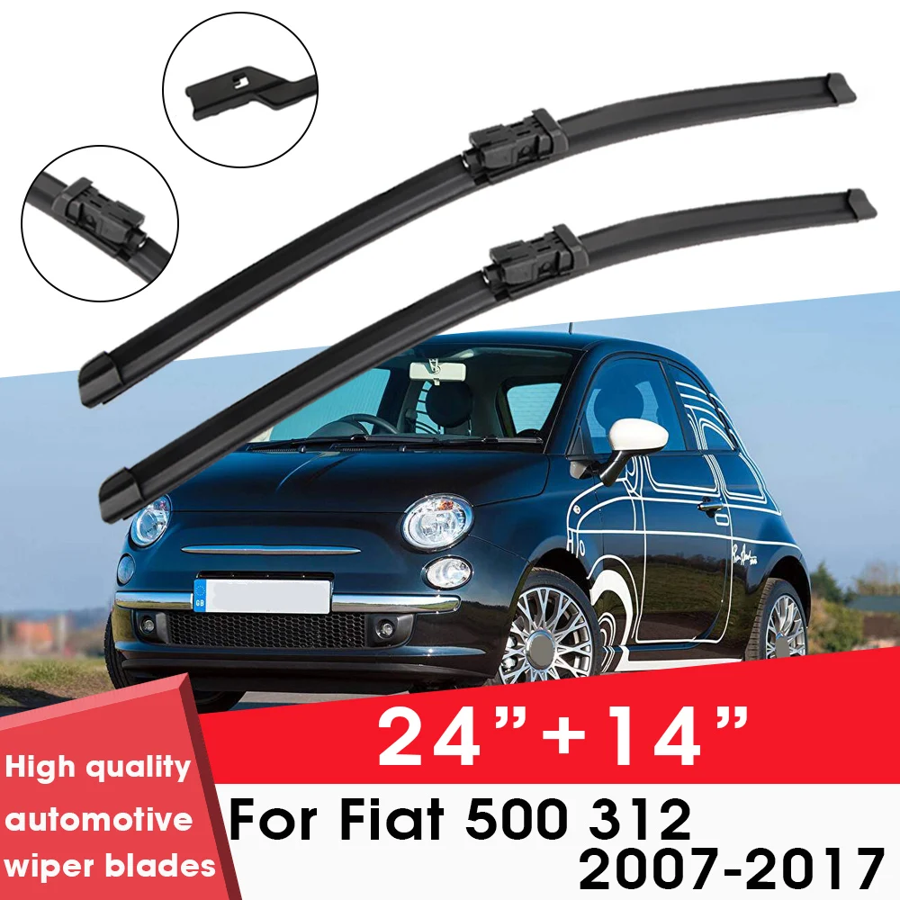 

Car Wiper Blade Blades For Fiat 500 312 2007-2017 24"+14" Windshield Windscreen Clean Rubber Silicon Cars Wipers Accessories