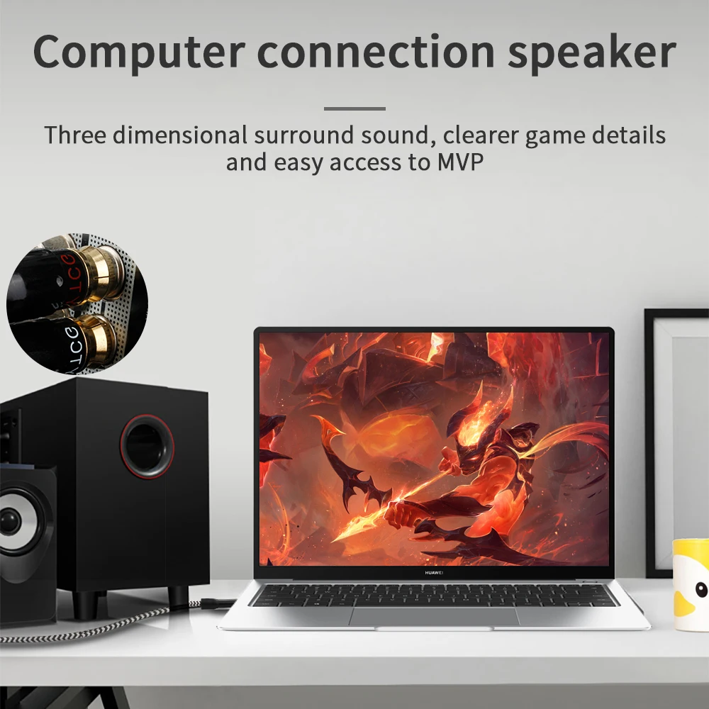 HIFI USB C To RCA Audio Cable Male To Male For Huawei Sumsung Xiaomi Phone Home Theater PC High-end Type-C To 2RCA Audio Cable