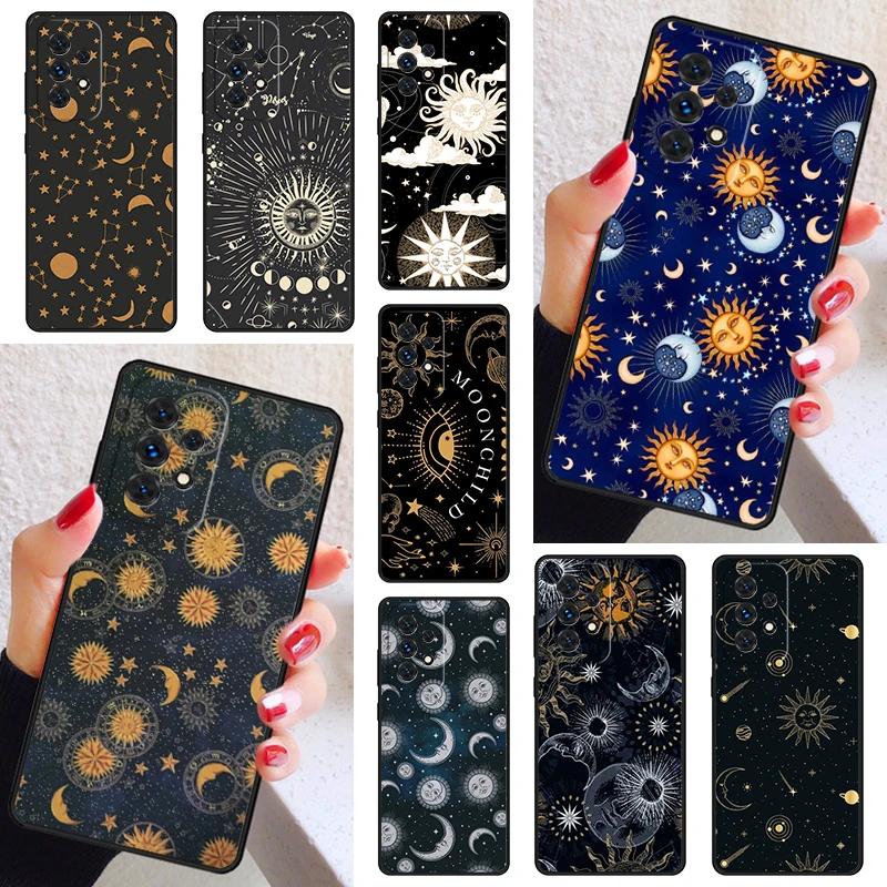 Sun Moons Star Astrological Celestial Phone Case Cover For Samsung A52 A72 A73 A20e A21S A50 A70 A12 A42 A31 A40 A51 A71 A32 A80