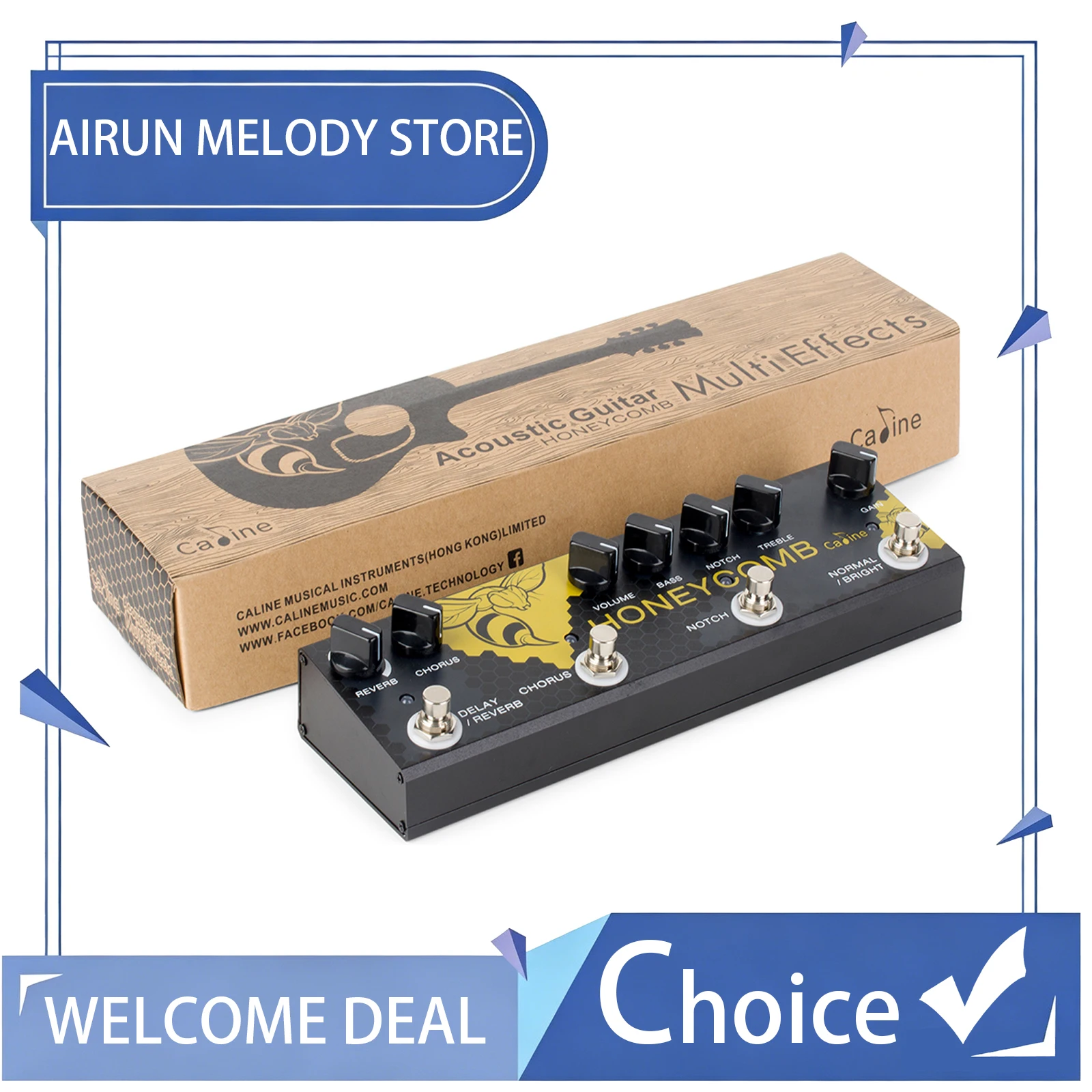 Caline CP-48 Honey Comb Multi-effects Pedal Guitar Effect Pedal Digital Guitar Chorus Delay Reverb Equalizer Pedal Guitar Parts