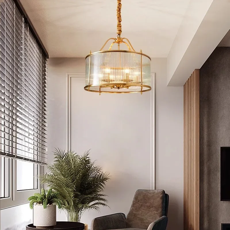 Modern Luxury Crystal Chandelier Golden Copper Living Dining Bedroom Home Decor Ceiling Pendant Light Indoor LED Lamp Fixture