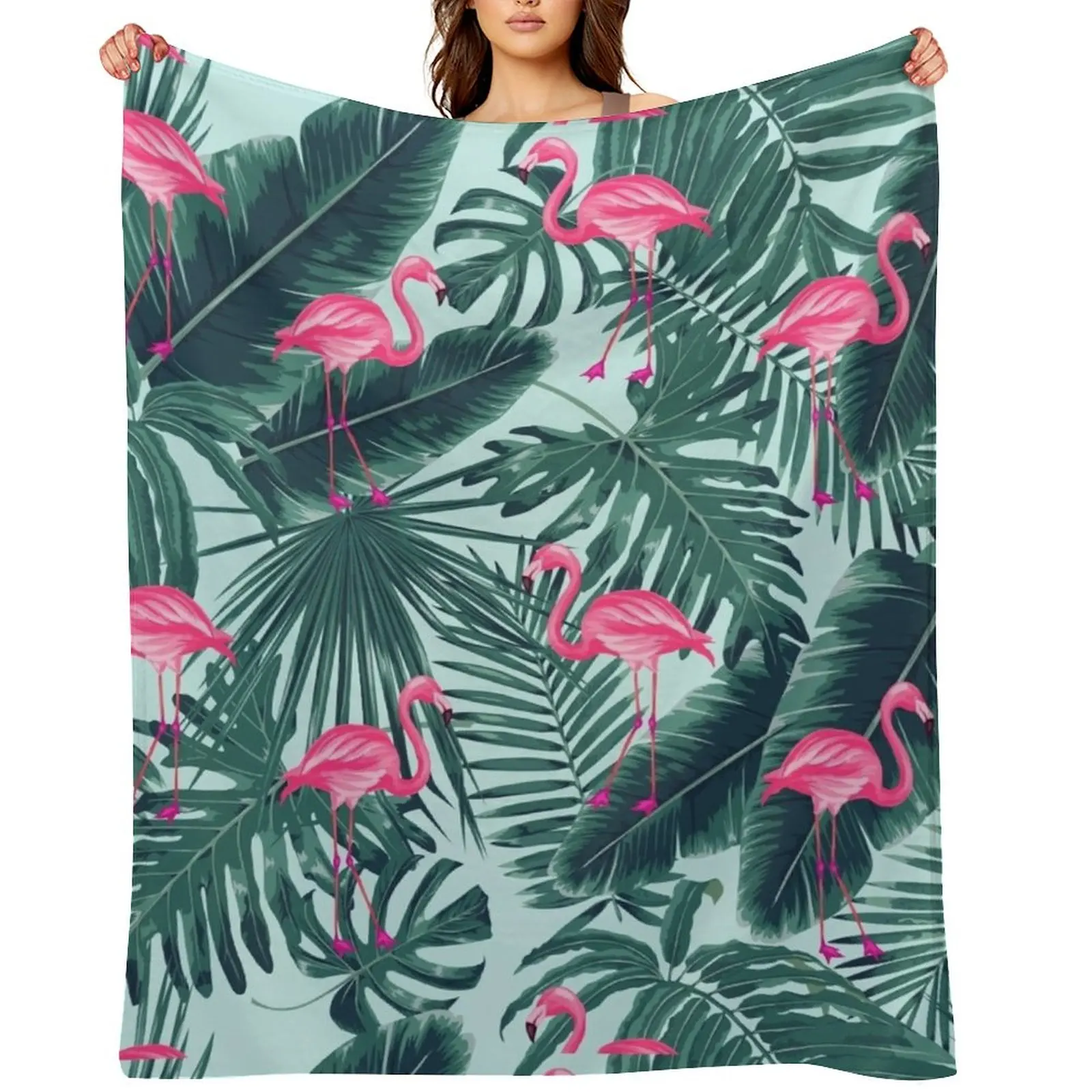 

tropic abstract flamingo Throw Blanket Travel Moving Baby Flannel Fabric Blankets
