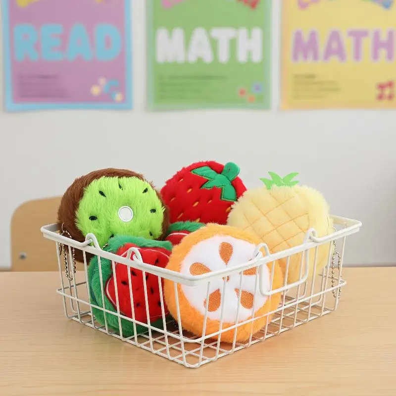 Fluffy Fruit Shaped Plush Coin Purse Mini Zipper Small Storage Pouch with Keyring Cute Bag Pendant for Teen Girls
