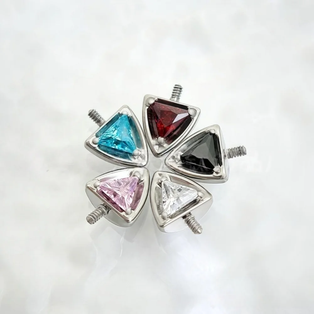 G23 Titanium 16G Cat Ear Labret Helix Tragus Cartilage Flat Back Earrings with CZ - Internal Thread Lip Piercing Jewelry