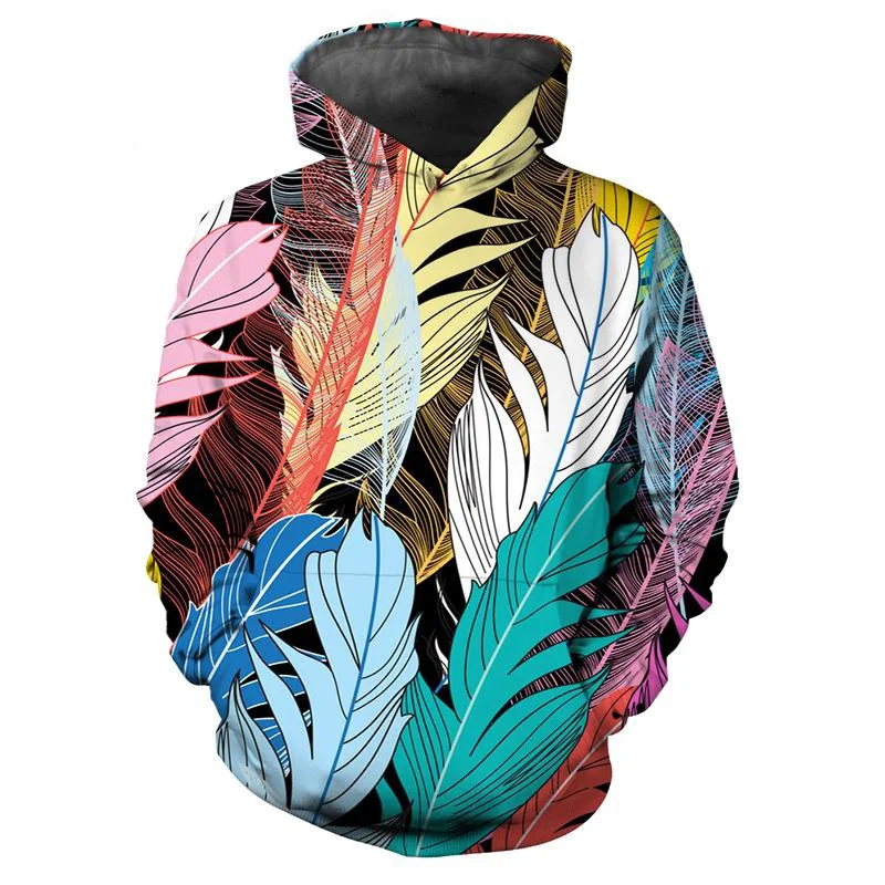 Hot Sale 3D Print Art Feather Hoodie Men Women Fashion Casual Long Sleeve Pullover Sweatshirts Harajuku Streetwear Hoodies Tops