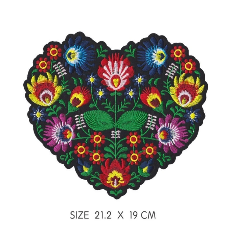 Embroidery Applique Patches for Clothing, Iron on Patch, Peacock Feathers, Love Flower, DIY Clothes, Jackets, 1Pc