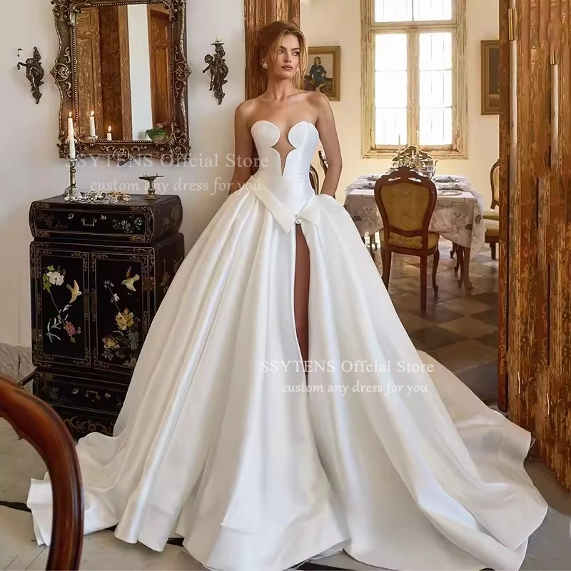 SSYTENS Customized Satin Wedding Dresses Sweetheart Neck Sleeveless Skirt Princess Luxury robe de mariee 2026 Vestido de novia