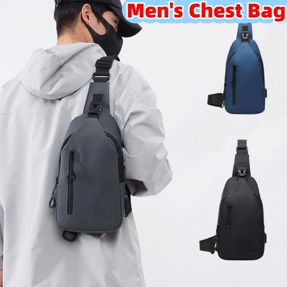 

Многофункциональная мужская нагрудная сумка из ткани Оксфорд, большая вместительная уличная сумка через плечо с регулируемым ремешком и USB-зарядкой