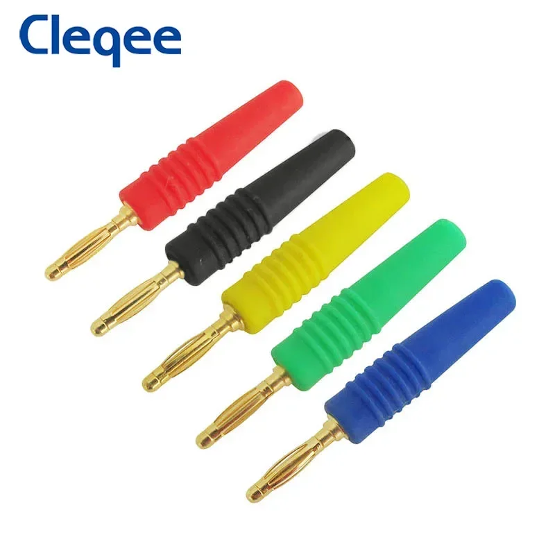 Cleqee P3011 10 Buah 2Mm Colokan Pisang Berlapis Emas Tipe Wilding Speaker Audio Amplifier Kabel Kawat Adaptor Konektor Colokan Daya