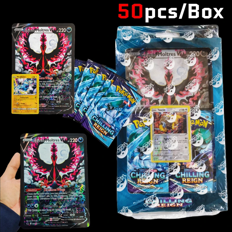 

New Pokemon PTCG Card Gift Box BattleTrainer Gift Box Collection Toy 10bags 50pcs V Vmax English Booster Battle Transaction Card