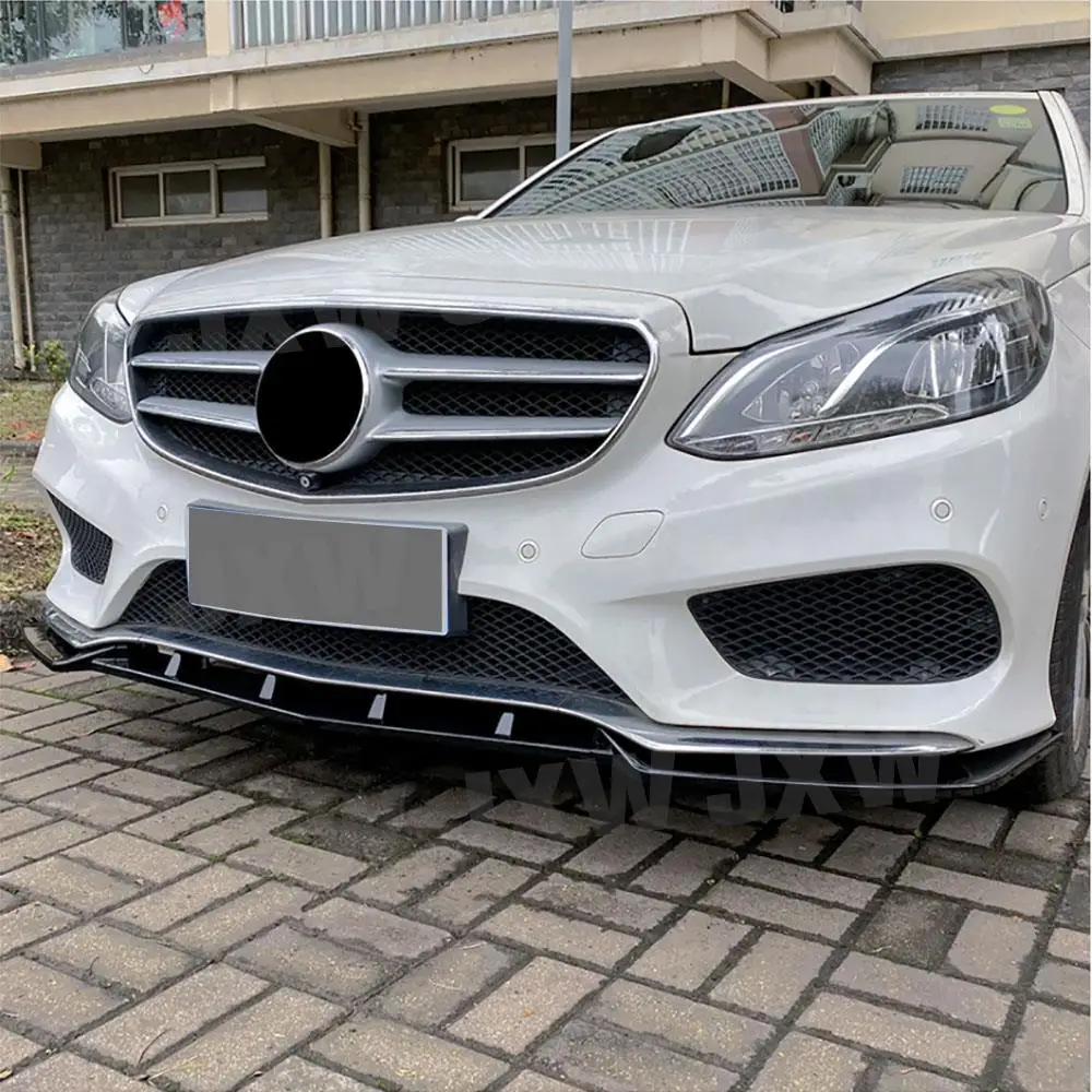 

JCHEY ABS Carbon Look Front Lip Spoiler Three-section for Mercedes Benz W212 E250 E350 E400 E550 Sport 2013-2015 Gloss Black