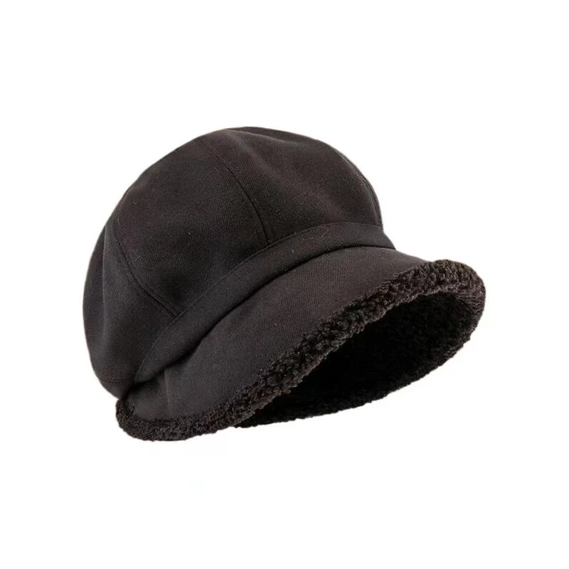 Creative Woman's Winter Beret Hats Color Velvet Cap Female Keep Warm New Bucket Hat