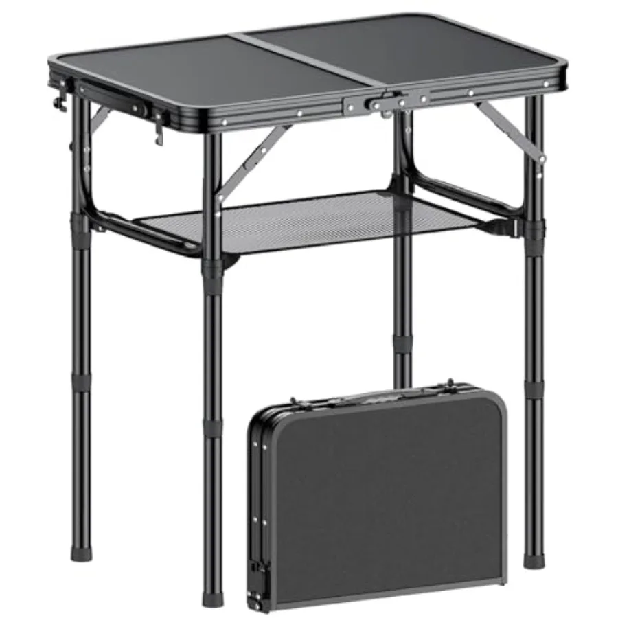 

Folding Camping Table, Folding Portable Camping Table, OutdoorandIndoor Picnic Table with 3 Adjustable Height Max 27.1", Lightw