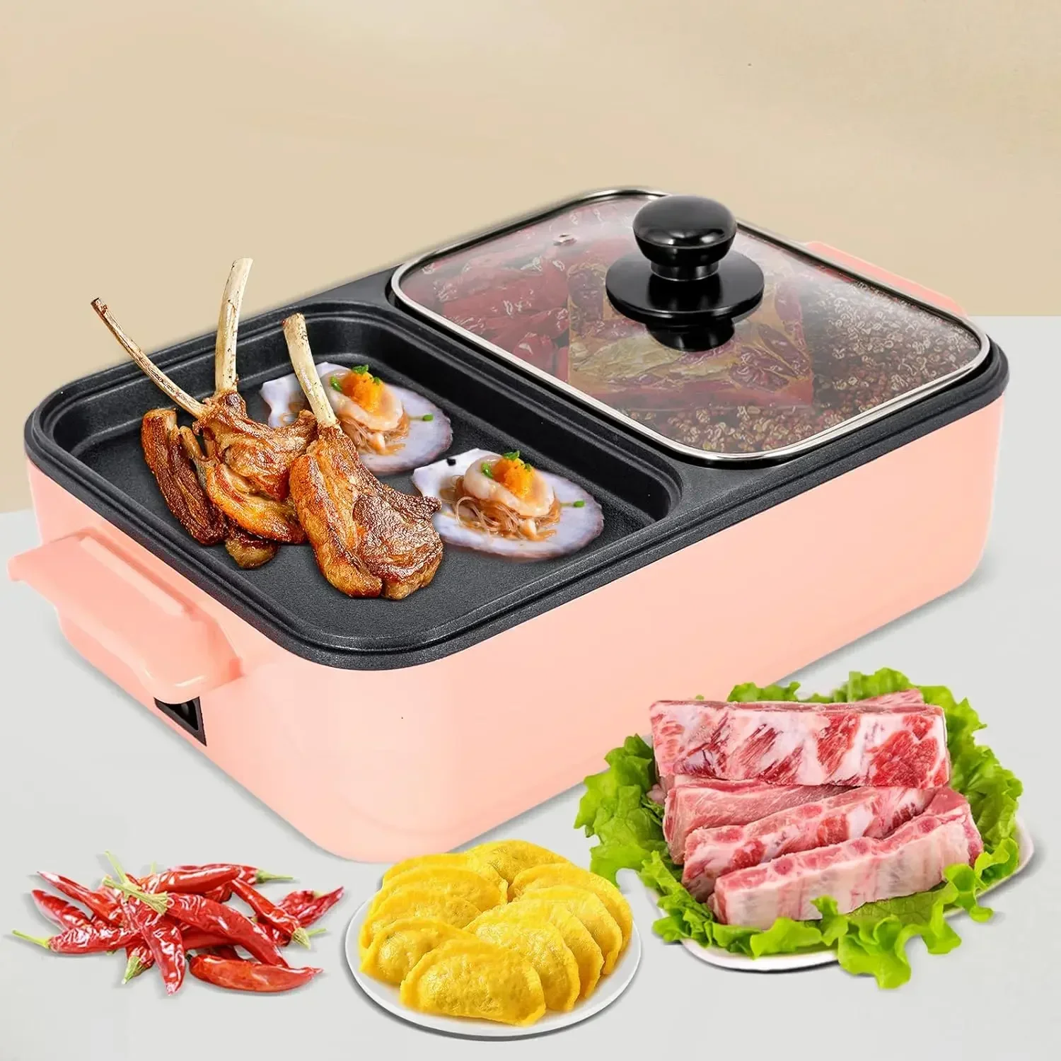 

Shikiy Electric Hot Pot & Grill Combo – 2 in 1 Shabu Shabu Pot with Dual Temperature Control & Non-stick