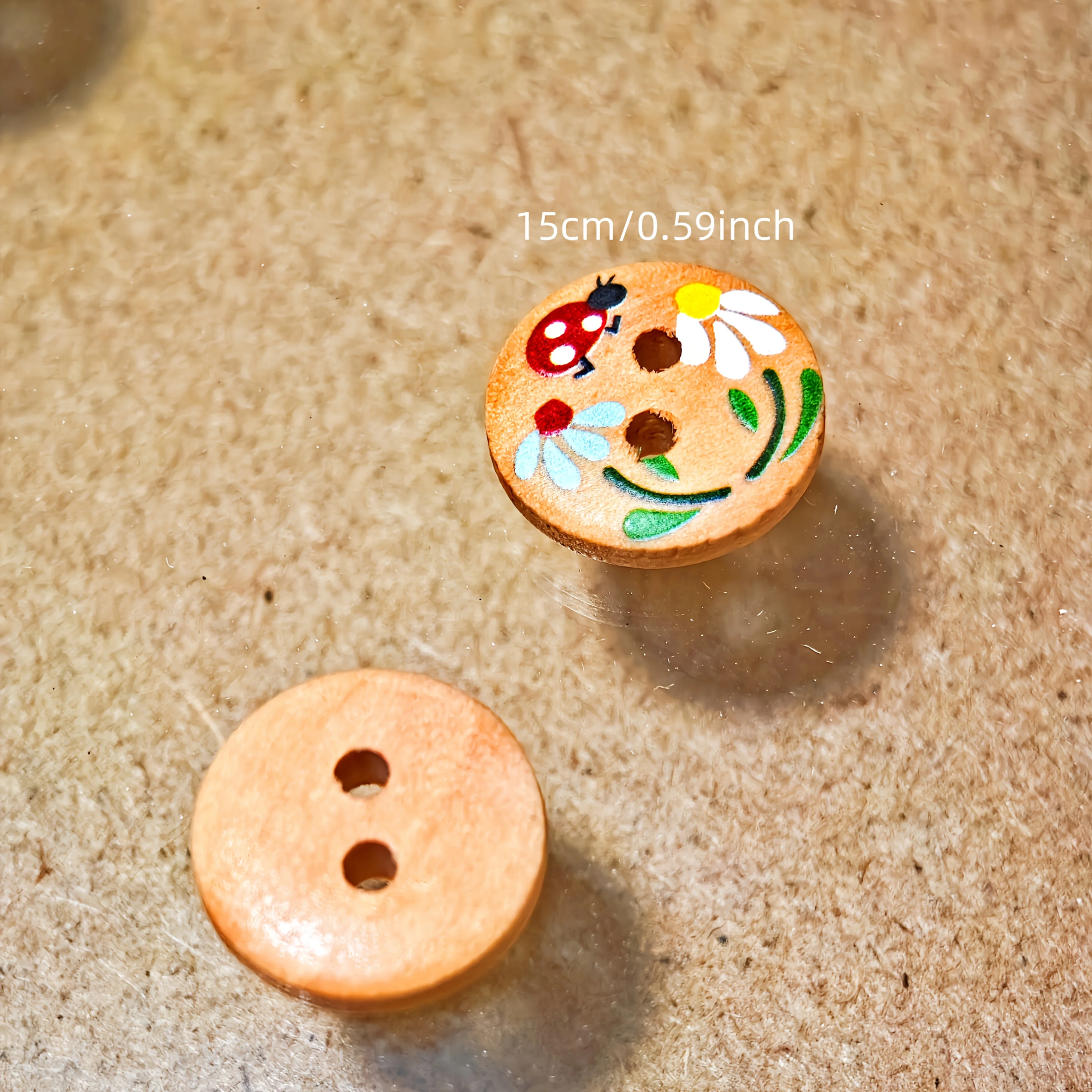 10/30-Pack Ladybug Wooden Buttons - Cute Natural Wood Sewing Buttons for Knitting, Sweaters & DIY Crafts