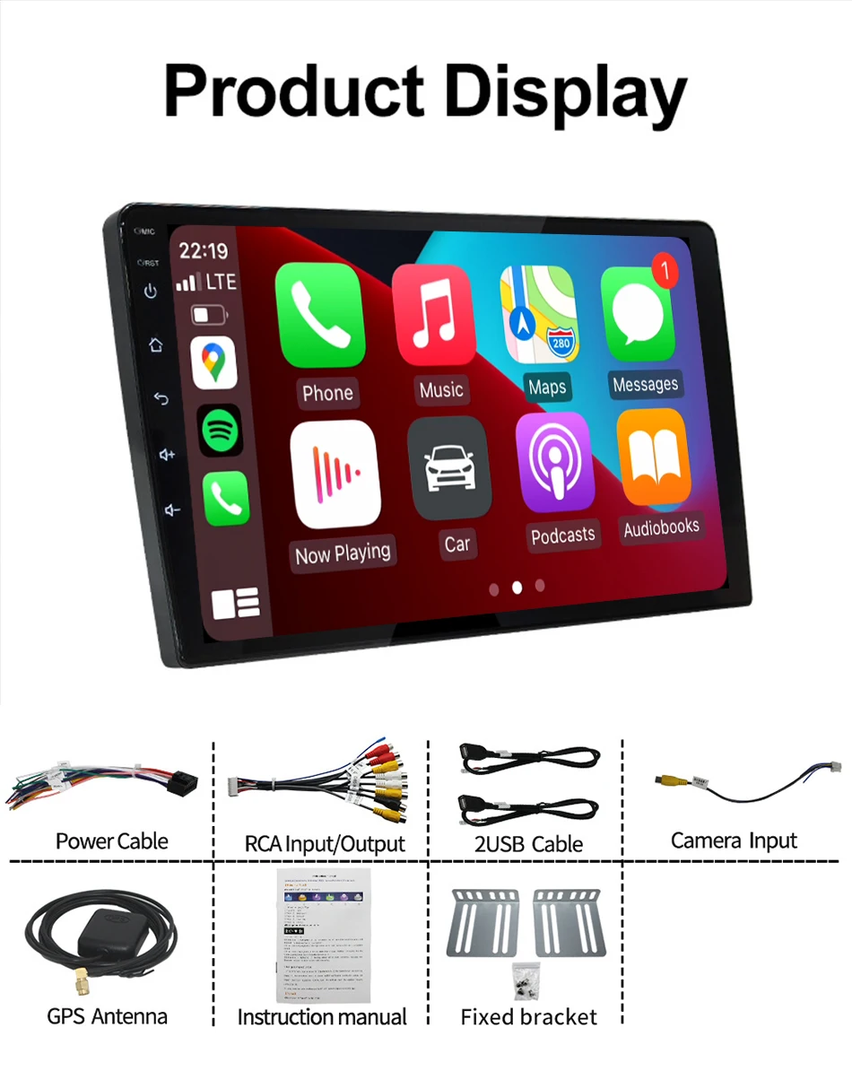 Wireless Carplay 2din Android 16 Car Radio Multimedia Video Player Universal 9/10 inch AutoRadio GPS Navigation 4G WiFi DVD