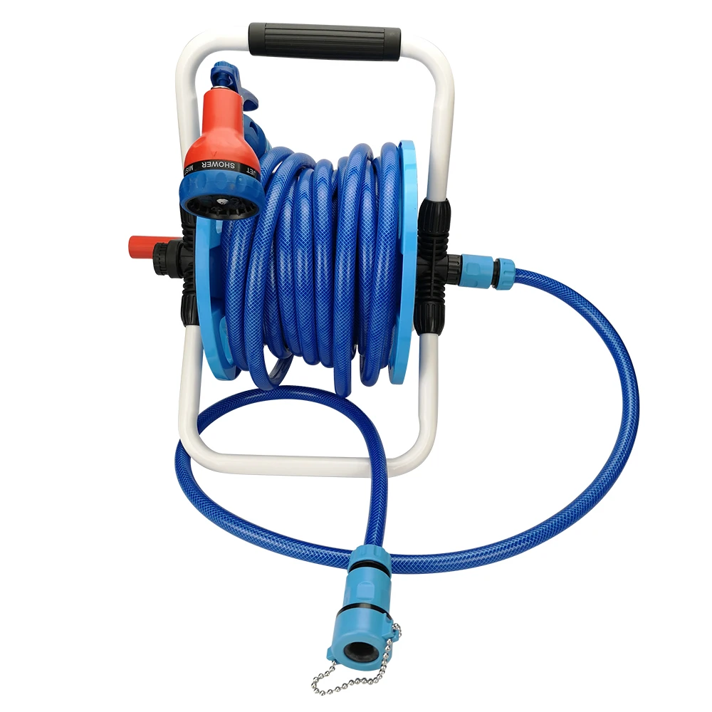 15M Multipurpose High Pressure Retractable Portable Garden Water Hose Reel Cart Set Hose Reel Set