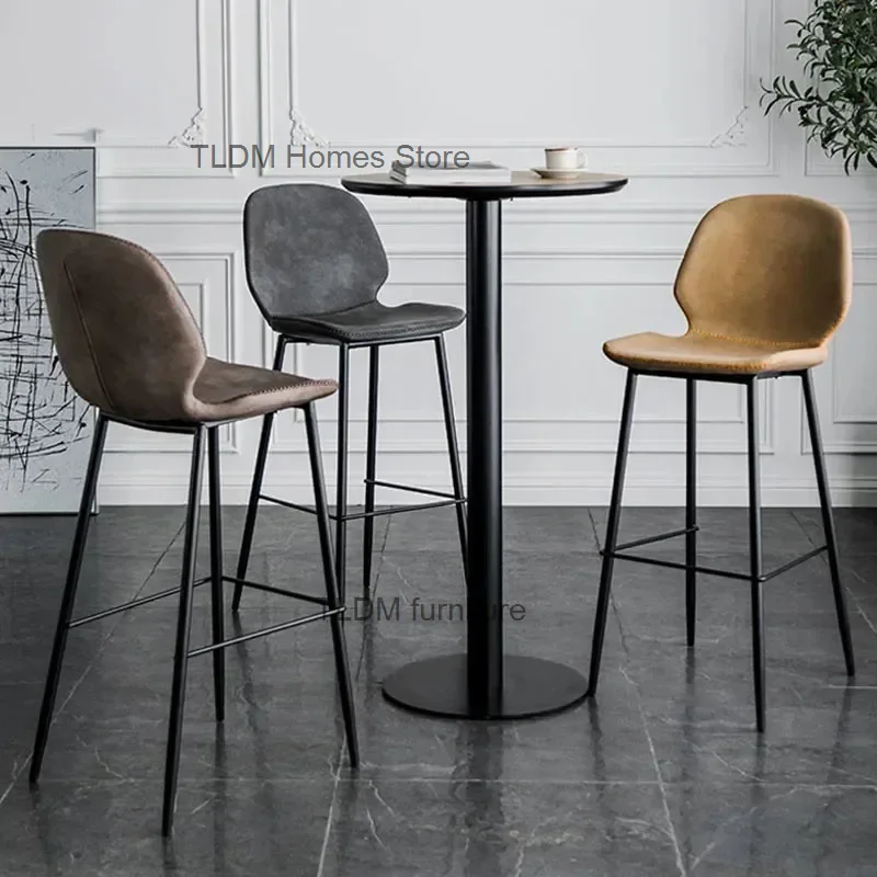 Modern Minimalist Wrought Iron Bar Chairs for Bar Commercial Nordic Designer Leisure Creative Coffee Shop Bar Chair