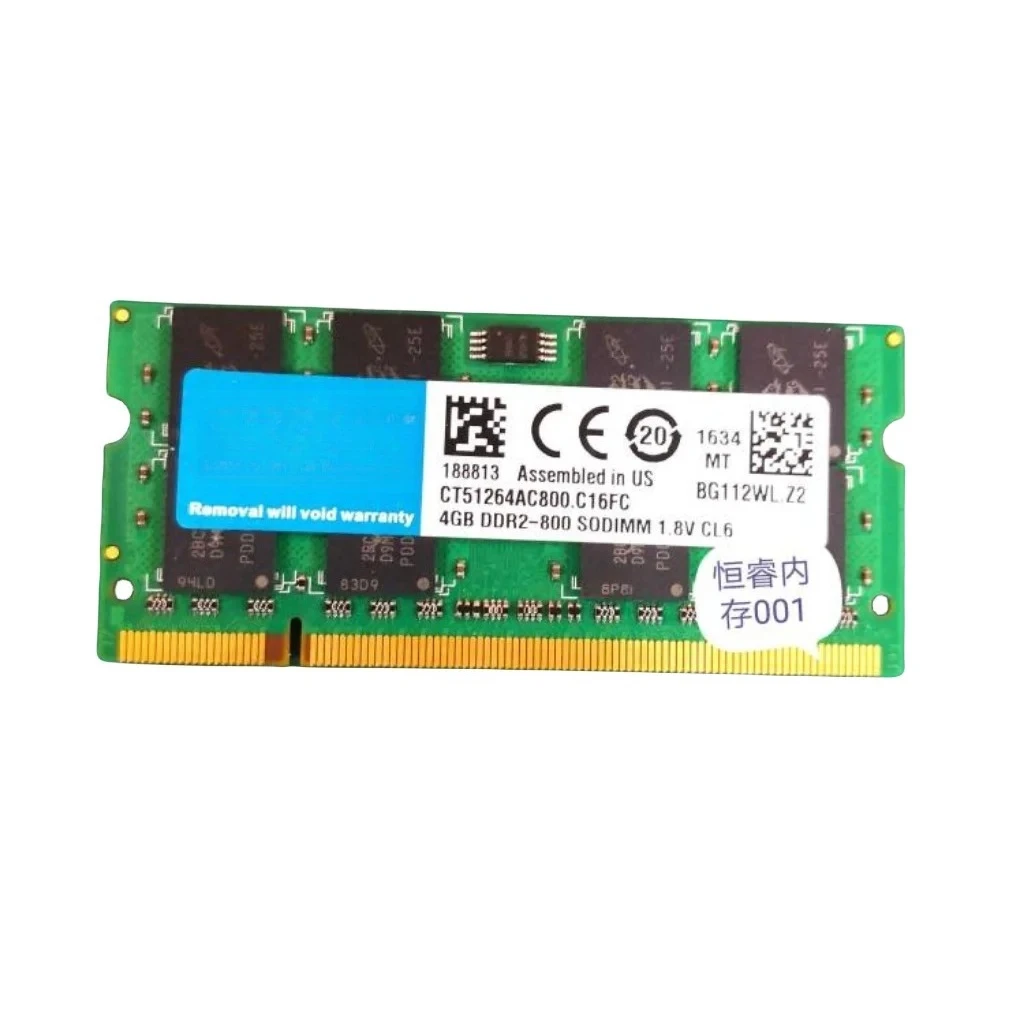 

For CRUCIAL 4g 800 ddr2 laptop memory sticks, single slot is not supported