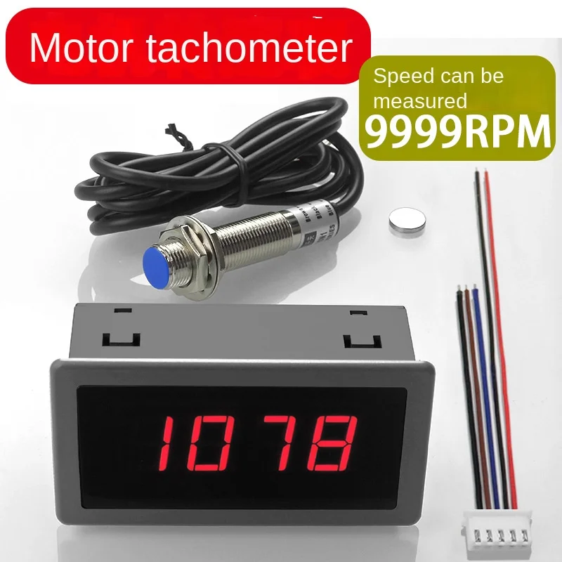 4-Position LED digital tachymeter, tachymeter, motor motor tachymeter with Hall sensor magnet red