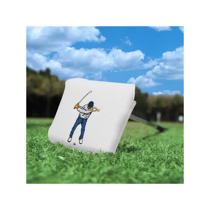 Golfer Silhouette Square Putter Head Cover - Protective & Stylish Golf Club Cover with Grip-Enhancing Design