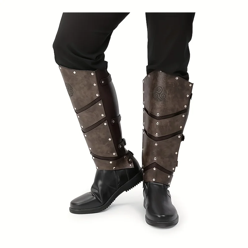 A Pair of Medieval Knight Leg Armor Suitable for Halloween, Cosplay Costumes, and Stage Props
