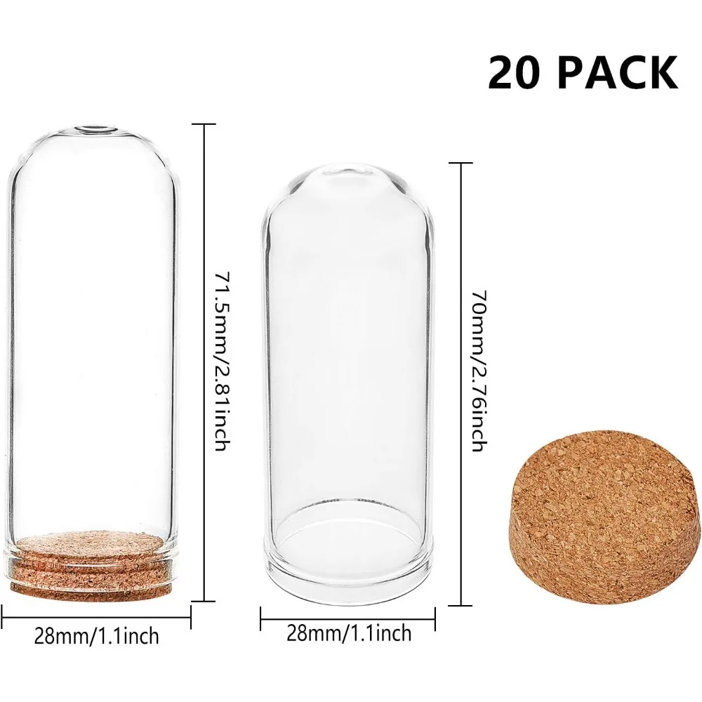 20 Pack 40ml Glass Jars Bottles Decoration Bottles with Cork Stoppers for Party Wedding Favors, Small Projects and DIY Decor