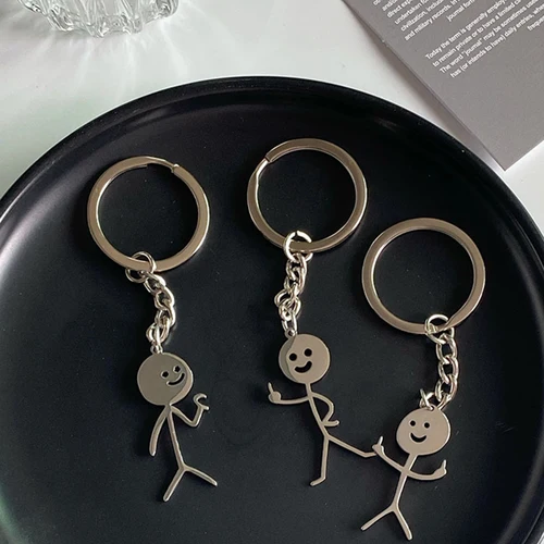 남성용 미들 핑거 하트 하트 키 체인, 자동차 가방 펜던트 키 링, 커플 친구 선물, 귀여운 재미있는 성냥개비, 도매
