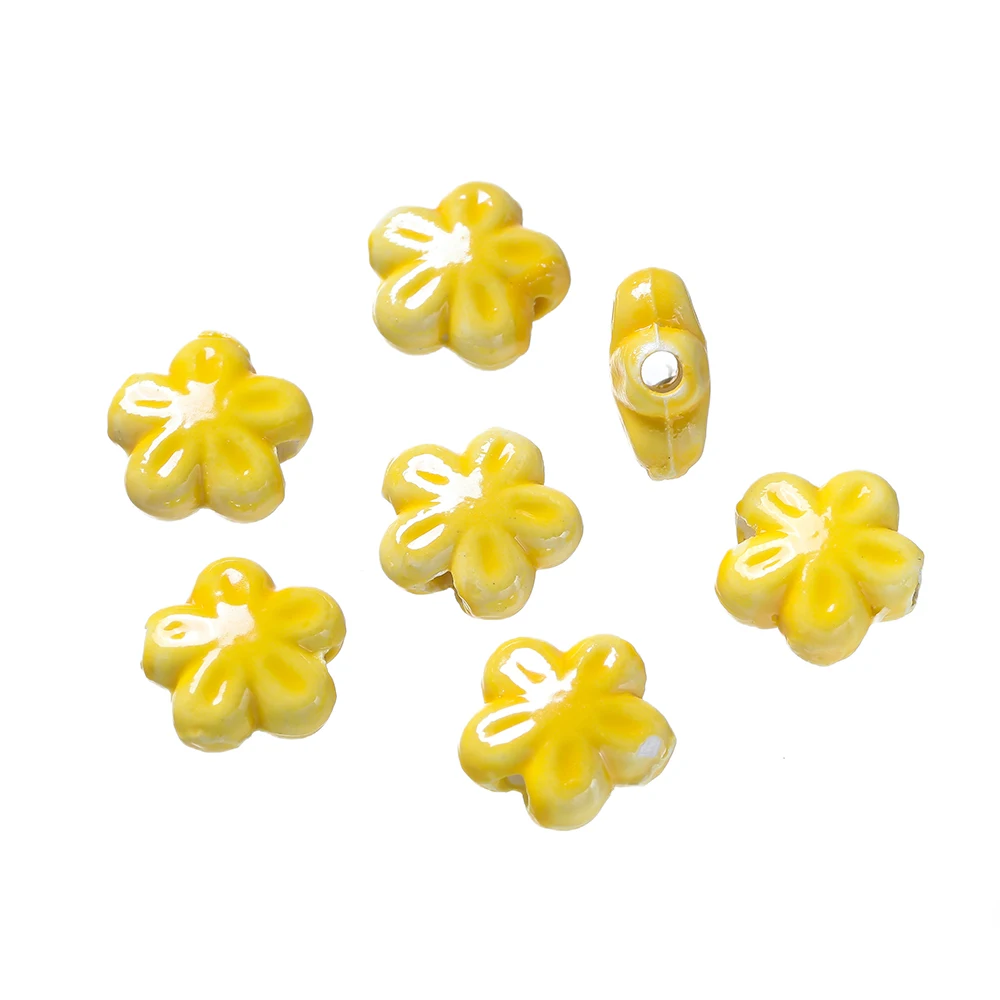 10 stuks gekleurde keramische bloemvormige kralen spacer losse kralen voor doe-het-zelf telefoonkettingen kettingen oorbellen sieraden maken accessoires