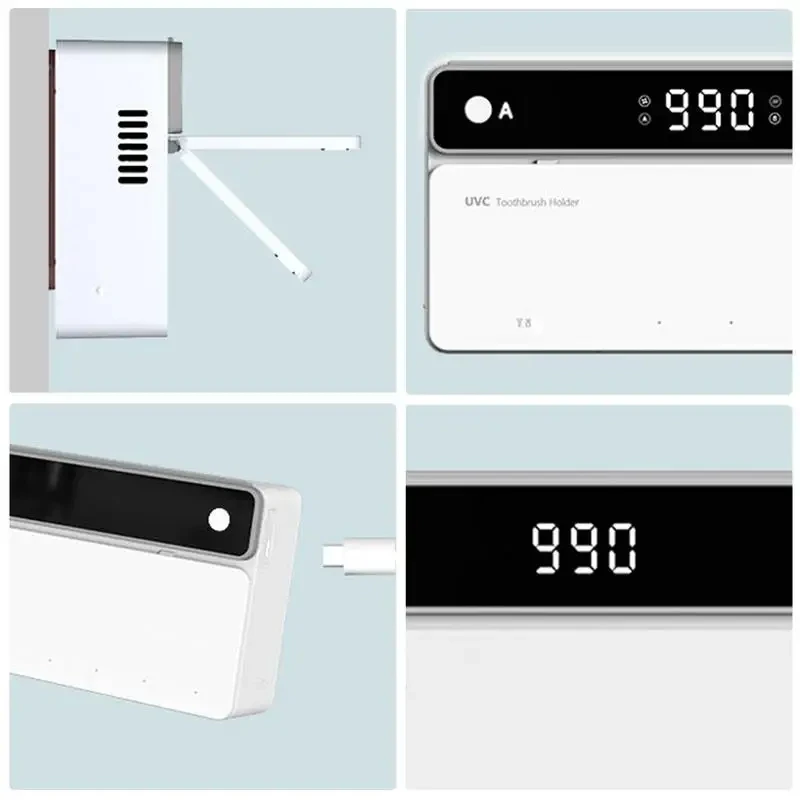 UV Toothbrush Holder Rechargeable Fast Drying Toothbrush Razor Storage Sterilizer With LED Display Bathroom Accessories