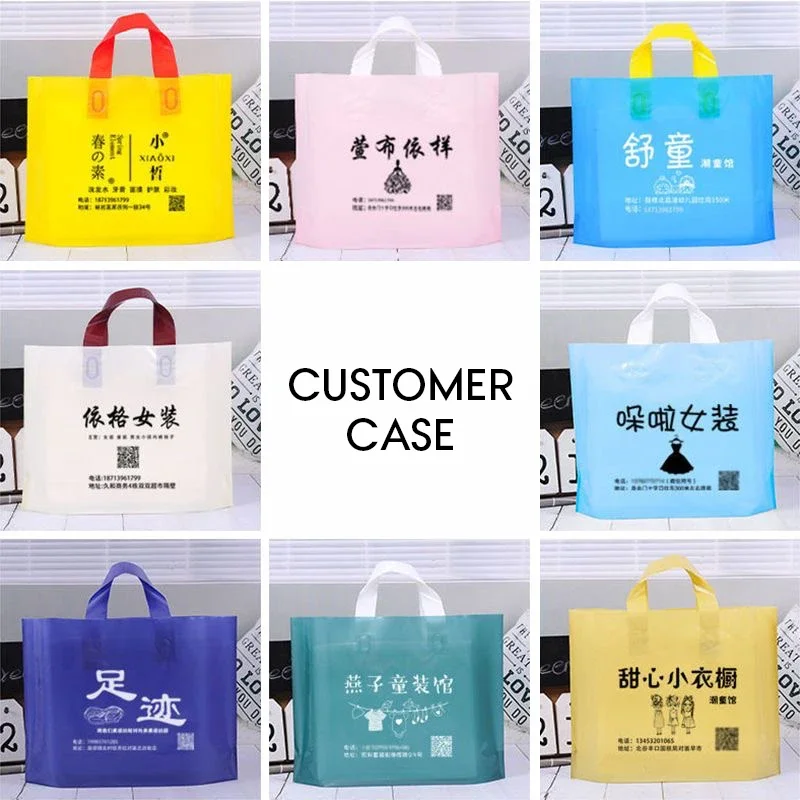 

100Pcs/lot Custom Logo Colorful Shopping Bags With Handle Plastic Gift Bag Print One Color Logo On Both Side Free Desgin Print