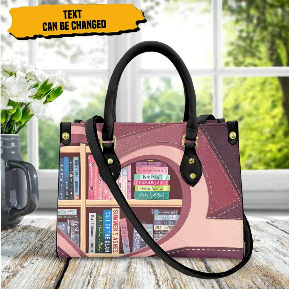 

Book Design Top Handle Shoulder Bag College Student Fashion Casual Clutch Portable Small Coin Purse Handbags Book Club Gift New