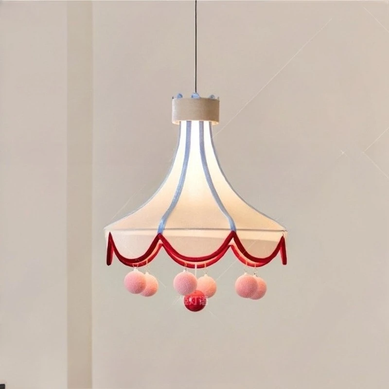 Moden Creative White Fabric LED Ceiling Pendant Light Velvet Ball Hanging Lamp Living Room Bedroom Kitchen Restaurant Chandelier