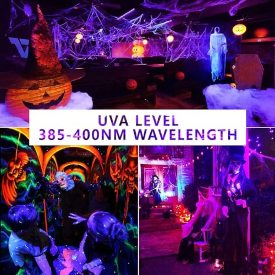 LED Black Light Bulbs, A19 9W UV Black Light Replace Up to 100W, 120V E26 Base UVA Level 385-400nm, Glow in The Dark for Body P