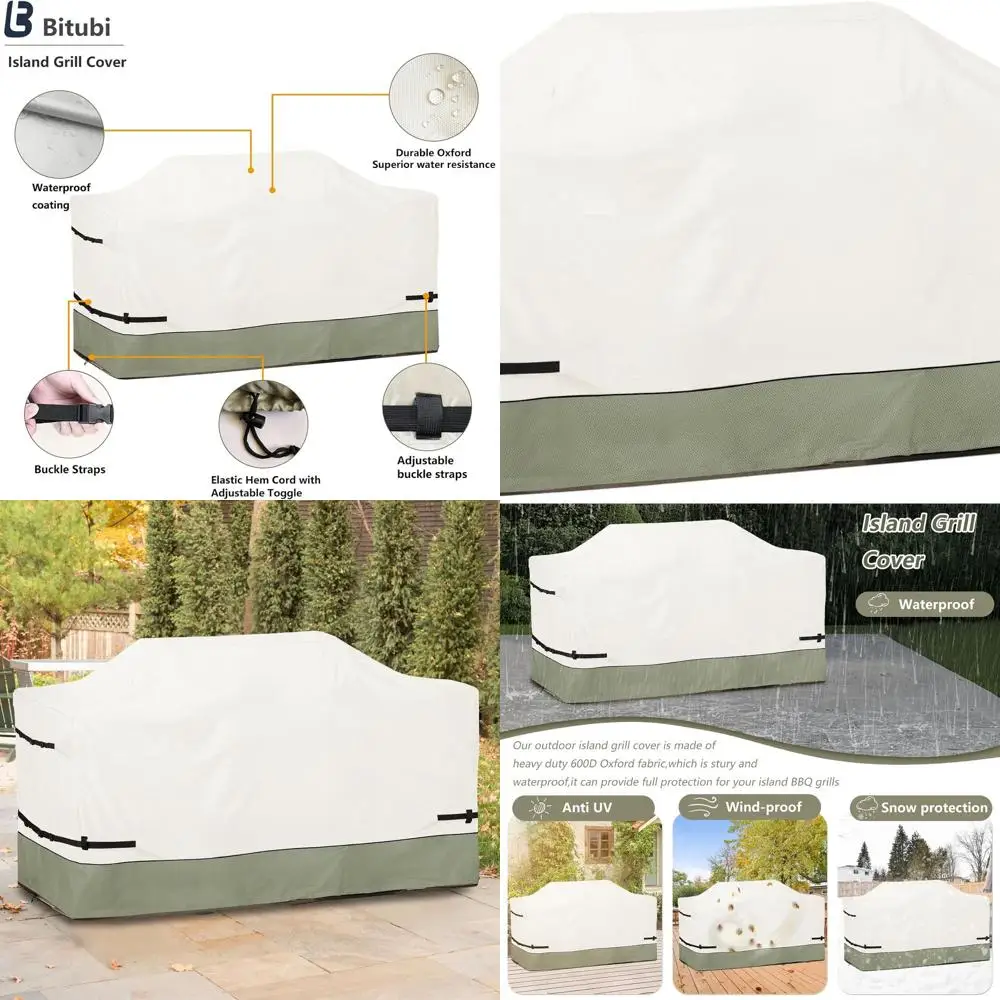 

Extra Large 98 Waterproof 600D Grill Cover - Beige & Grayish Green All-Weather Protection