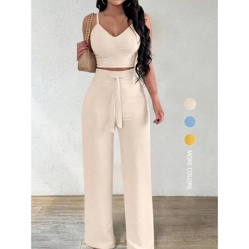 

Women's Fashion Two Piece Set Strap Suit Cross-Border Summer Collection Stylish Versatile Outfit Perfect for Various Occasions