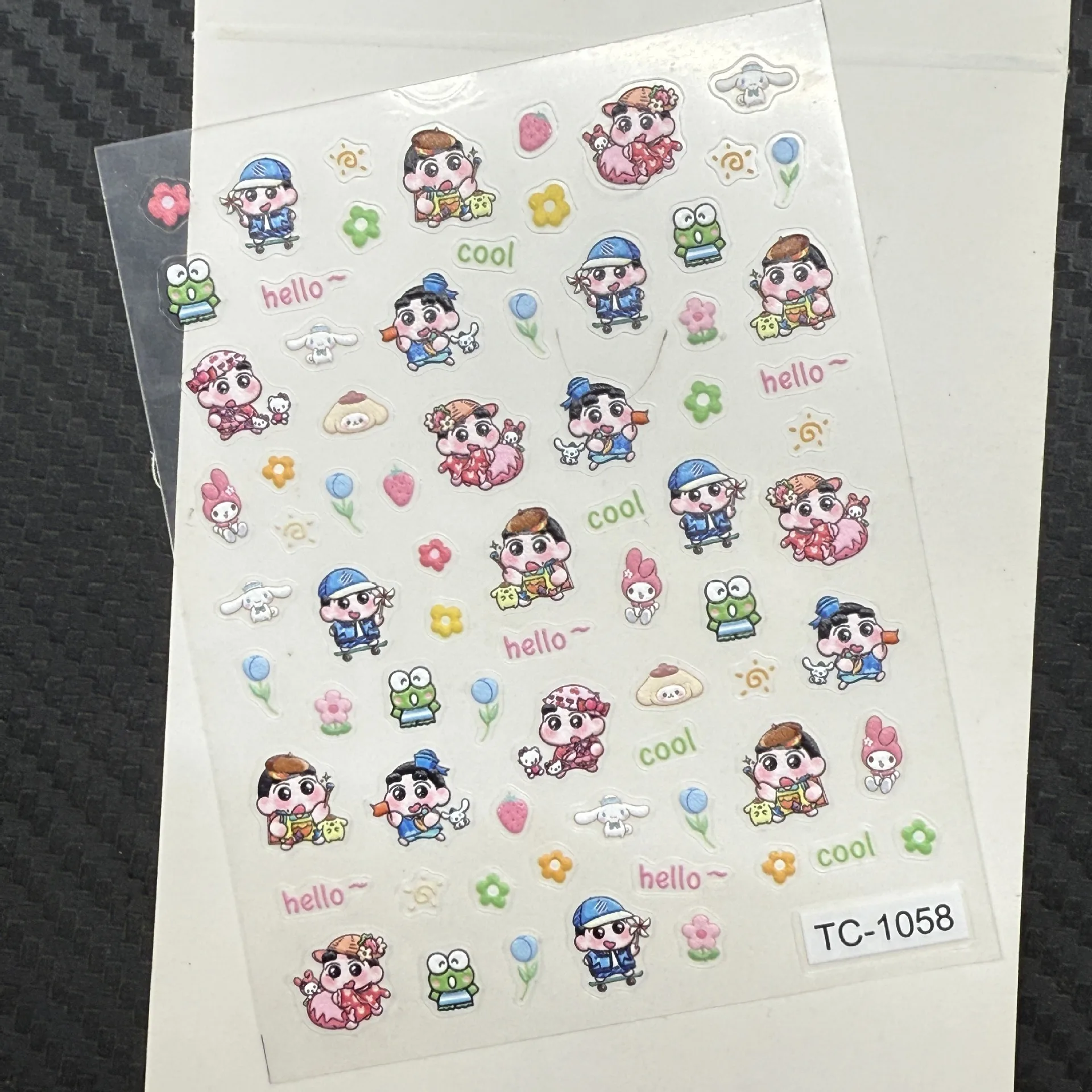 1PCS Cartoon Anime Stickers Crayon Shin-Chan Nail Accessories Press on Nails New Japanese Anime Character Nail Stickers
