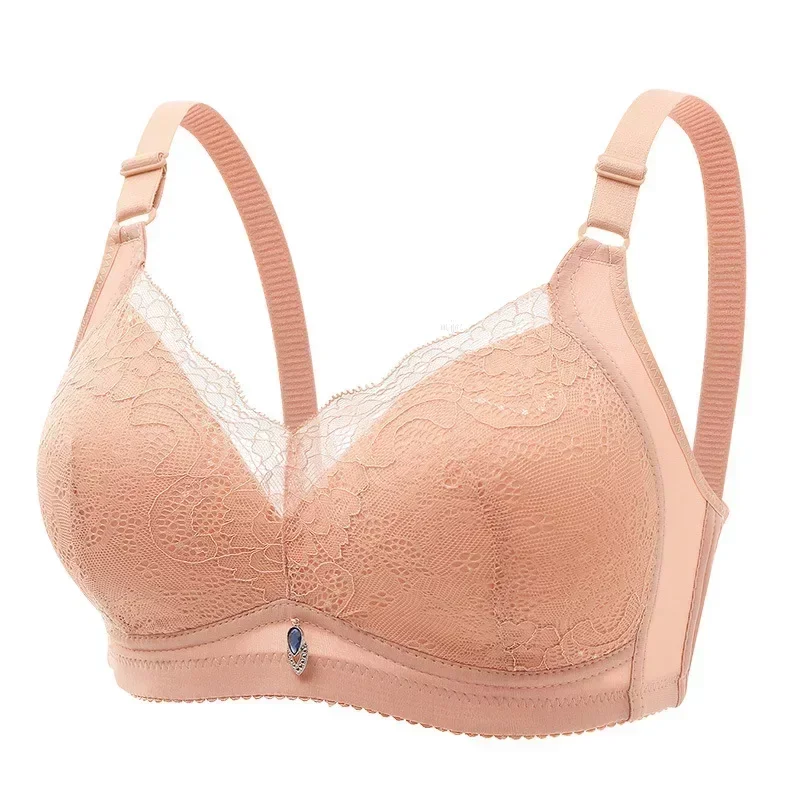 

Wire Free Upper Push Up Women Bra 36-42 Sporty Thin Lace Embroider Transparent Wireless Bras Female Solid Sleep Sexy Underwear