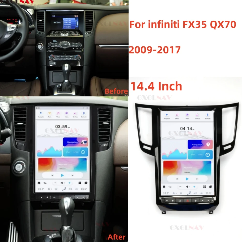 

8G+128GB 14.4 Inch Vertical Screen Android 12 Car Radio Head Unit For infiniti FX35 QX70 2009 - 2017 GPS Nav Multimedia player