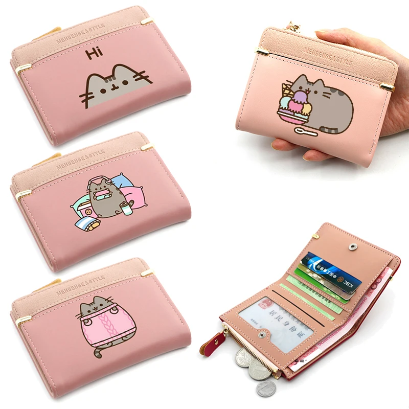 Pusheen Girls Cartoon Cute Wallet Children Anime Printed Coin Purse Kids Fashion Casual Accessories Money Bag Handbags Gift 2024