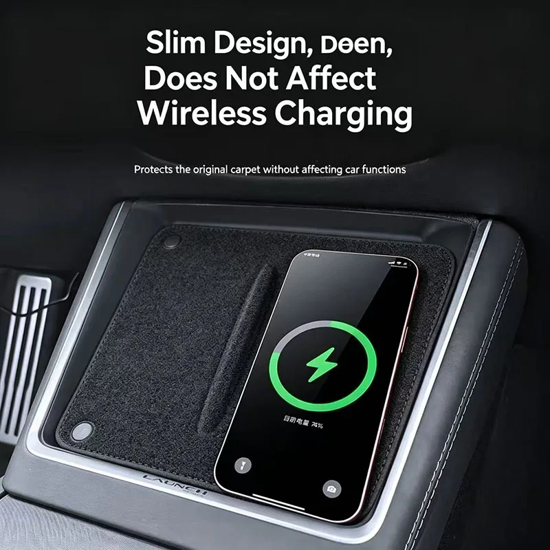 Center Console Wireless Charging Mat Designed for Model YL Tesla Model 3/Y Standard 2026 Non-Slip Silicone Car Accessories
