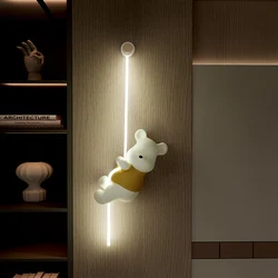 Home Decor Creative Luminous Vitality Bear Statue Wall Decor Lovely Animal Sculpture Children's Room Wall Hanging Birthday Gifts