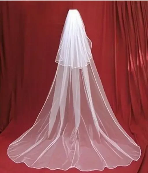 Hot Sale Cheap White Ivory Two Layer Cut Edge Bridal Veil Long 2024 Wedding Veil Velo De Novia