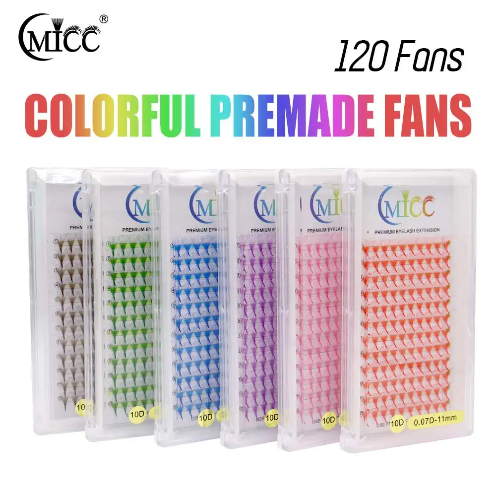 CMICC 120 Fans 6D 10D Colorful Blue Purple Brown Pink Premade Volume Fans Lashes Pointy Base Volume Fans Eyelash Extensions