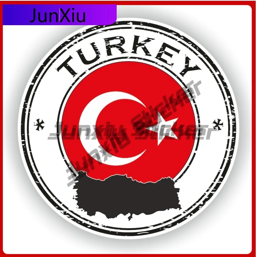 

Turkey Seal Sticker Round Flag Unique Vinyl Decal Waterproof Exterior Decor for SUV Bodywork Guitar Motorcycle Helmet Pickup