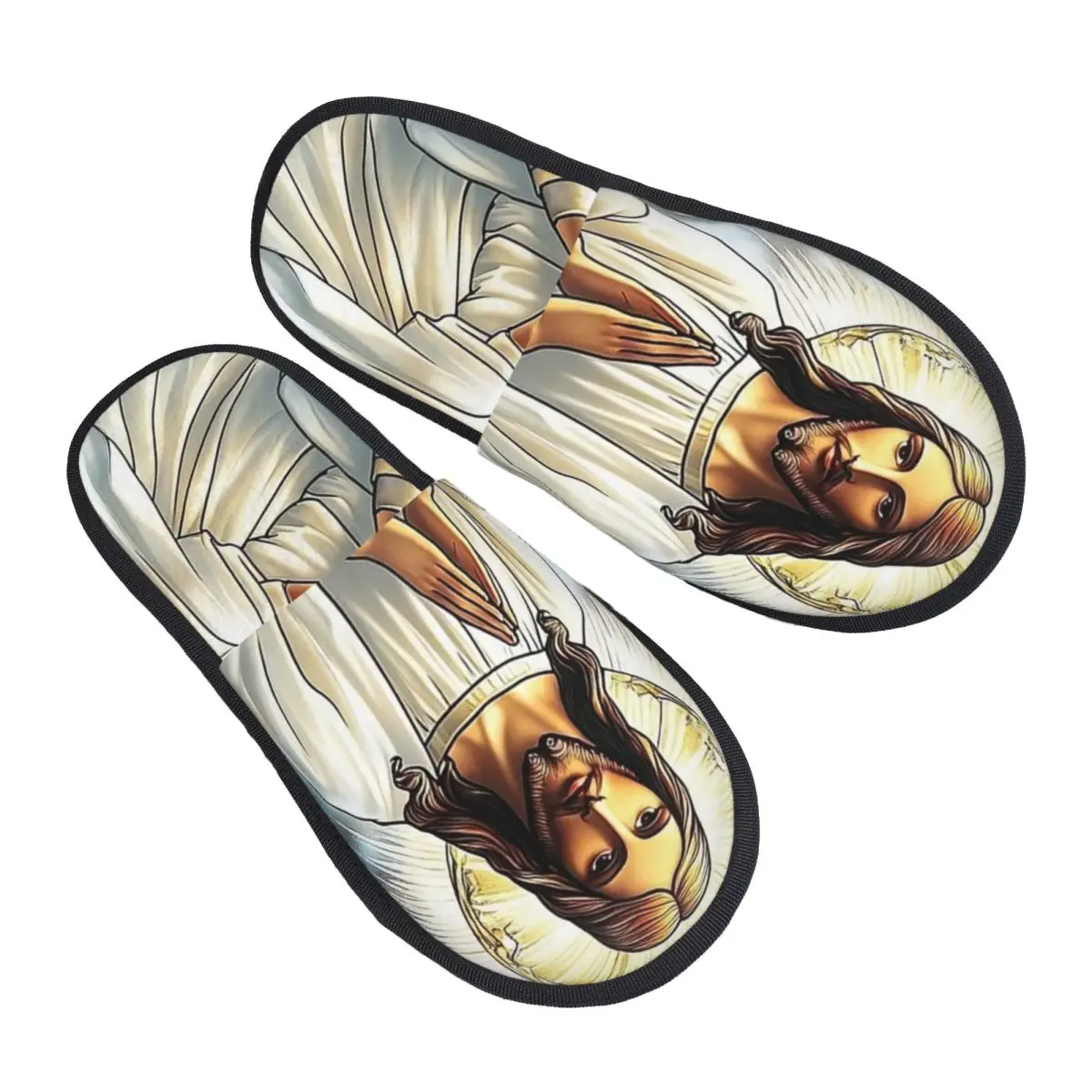 Custom Savior Jesus Christ House Slippers Women Soft Memory Foam Shoes Religious Cozy Warm Anti-Skid Slipper