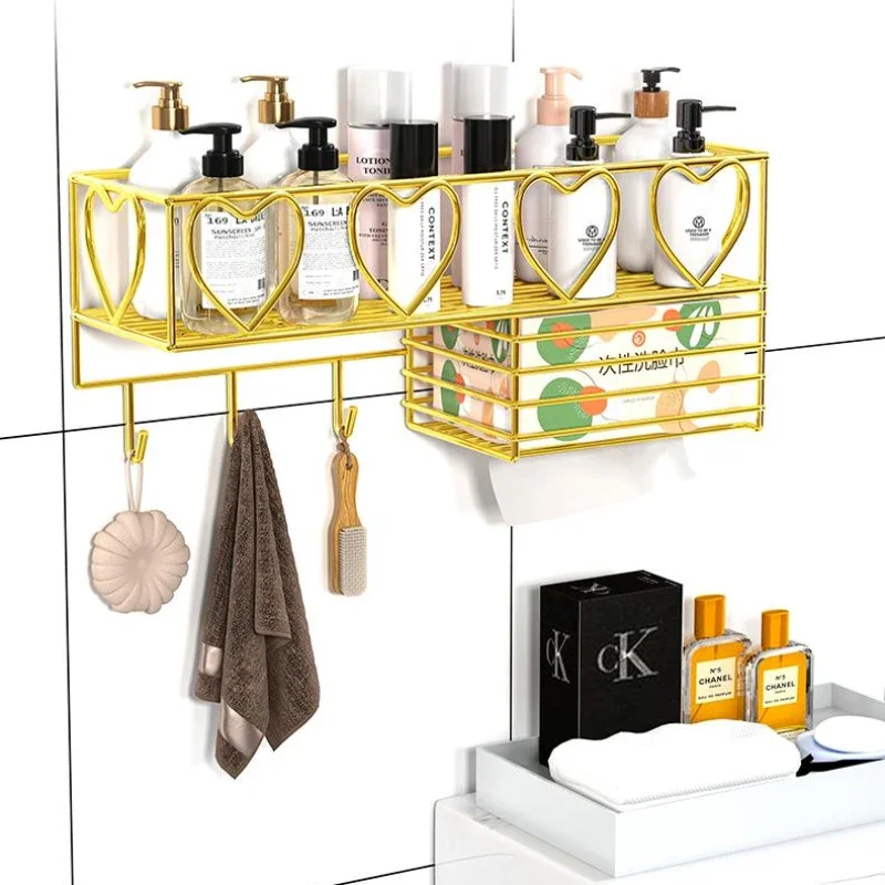 

Luxury Bathroom Organizer Shelf - Wall Mounted, No Drilling Required, Elegant Toiletries Storage Solution, Bath Shelf