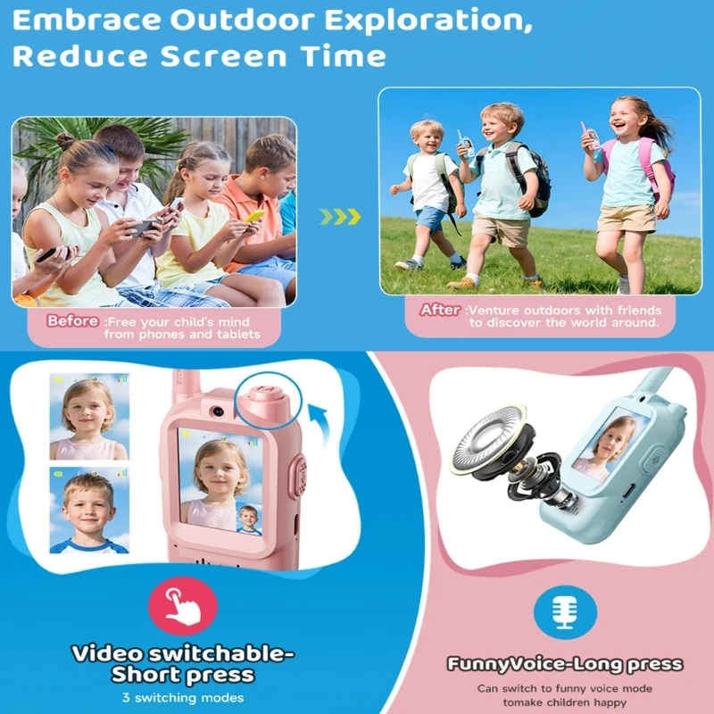  Children Video Walkie Talkie Toy Parent Kids Communication Tool with Clear Sound