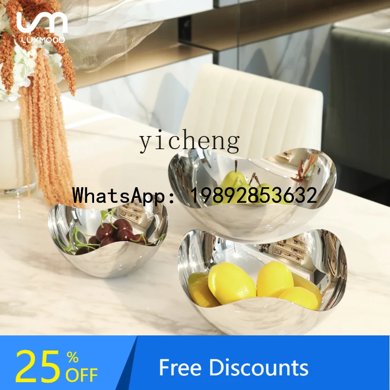 

AA Nordic high-grade stainless steel fruit plate creative plate living room ornament