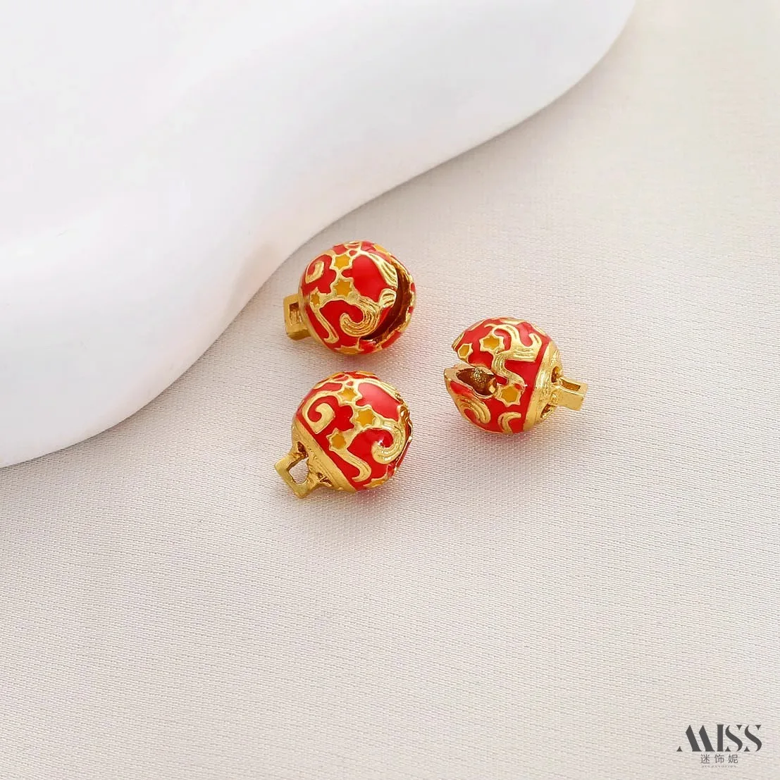 18K Matte Gold Enamel Tiger Head Bell Pendant Charms for DIY Handmade Bracelet Necklace Jewelry Accessories